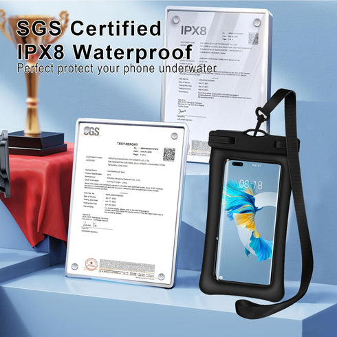 2 Pack-IPX8 Waterproof Phone Pouch with Lanyard, Universal Cell Phone Floatable Case Compatible with iPhone 15 14 13 12 Pro/Pro Max, 11 Pro/SE/Xs ...