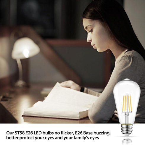 6 Packs ST58 LED Edison Bulbs, 4 Watt Vintage Light Bulbs Equivalent to 40 Watts, High Brightness 5000K Daylight White Light Bulbs, 90+ CRI, 480 L...