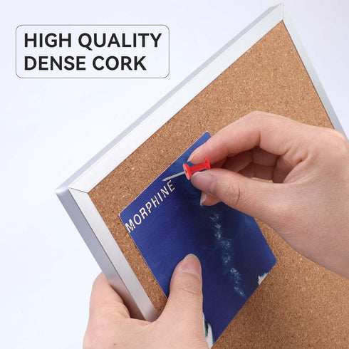 9.8 x 9.8" Cork Board Bulletin Board, Double Sided Pin Board with Silver Aluminum Border, Desktop Small Cork board with Stand Suitable for Home, O...