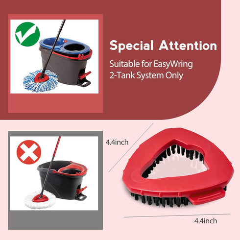 Spin Mop Scrub Brush Head Compatible with RinseClean 2-Tank System, 2 pcs Scrub Brush, Floor Scrubber Hard Bristle Cleaning Brush for Bathroom, Ki...
