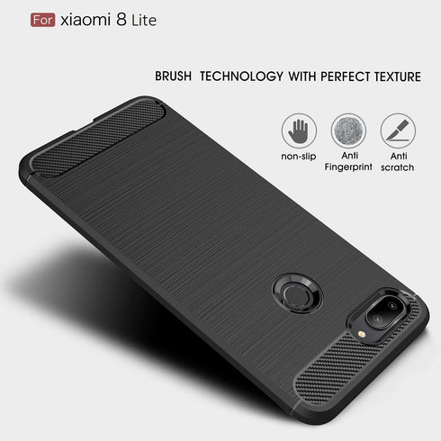 Case Compatible with Cellphone Xiaomi Mi 8 Lite Case, Carbon Fiber Shock Absorption Slim Case Compatible with Cellphone Xiaomi Mi 8 Lite (Red)...
