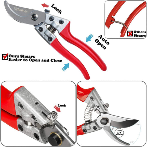 Pruning Shears with Stainless SK5 Steel Blades+Straight Tip Gardening Shears Garden Shears Garden Clippers Florist Scissors Hand Pruners Garden To...