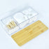 Qtip Holder Cotton Round Dispenser with Wood Lid Countertop 3 Compartments in 1 Dustproof Bathroom Organizer for Cotton Ball Clear Acrylic Contain...