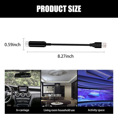 1 PC Car Roof USB LED Starry Sky Projector Light, Rotating Adjustable Pattern Romantic Decorative Lamp, Portable Mini Plug-and-Play Ambient Light,...
