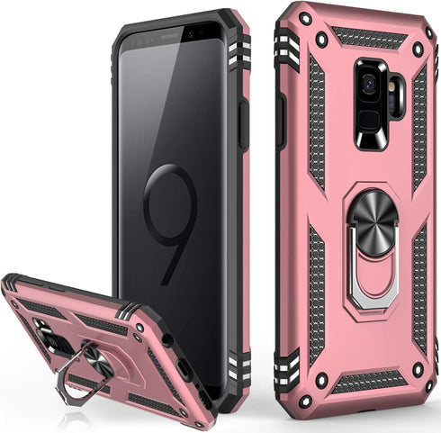Galaxy S9 Case,Military Grade 16ft. Drop Tested Dual Layered Heavy Duty Cover with Magnetic Ring Kickstand Compatible with Car Mount Holder,Protec...