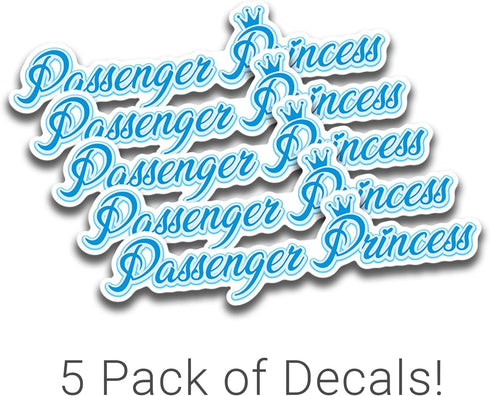 Passenger Princess Stickers - 5 Pack of Adorable Car Window, Rearview Mirror and Dashboard Decals - Available in 4 Vibrant Colors! (Blue)...