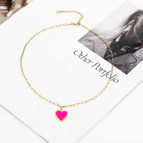 Tewiky Cute Heart Necklace Tiny 14k Gold Heart Pendant Choker Necklaces Small Gold Love Open Heart Chain Necklace for Women Dainty Gold Necklace G...