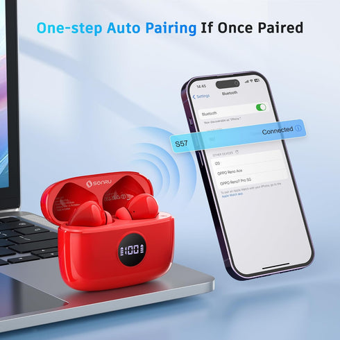 Wireless Earbuds Bluetooth 5.3 Headphones in-Ear MIC Earphones Hi-Fi Stereo 40H Playback USB-C LED Power Display Charging Case IPX7 Waterproof Blu...