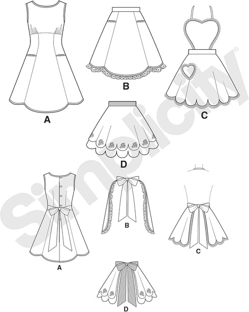 Simplicity Misses' Vintage Apron Packet, Code 9311 Sewing Pattern, Sizes S-L, White...