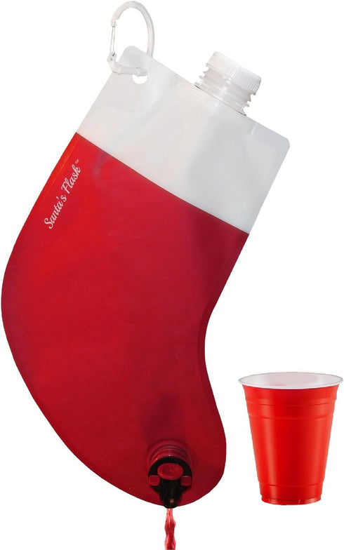 Santa's Stocking Flask for Party: 2.25 liter Flasks make Funny Yankee Swap Gifts, White Elephant Gifts, Funny Gag Gifts, SantaCon Accessories and ...