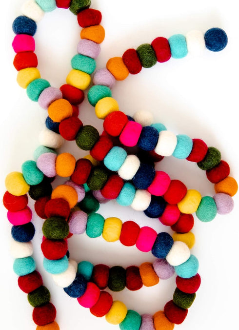 Colorful Felt Ball Pom Pom Garland | 9 Ft | Spring, Easter, Birthday, Christmas Decor | 100% Wool Felt | Boho Rainbow...