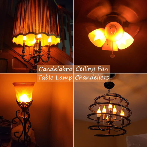 E12 Flame Bulbs 8 Packs, 3 Mode LED Candelabra Flame Light Bulb 2.0 Watt Warm White Chandelier Flame Bulbs,1800k Candle Light Bulbs, Flame Tip for...
