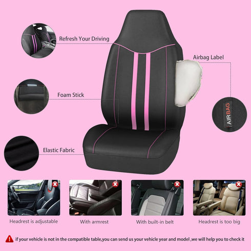 Outlet Piping Cloth Front Car Seat Covers, Breathable High Back Front Seat Covers, Airbag Compatible Seat Cover for Cars Trucks SUV Van Sedan (Pip...