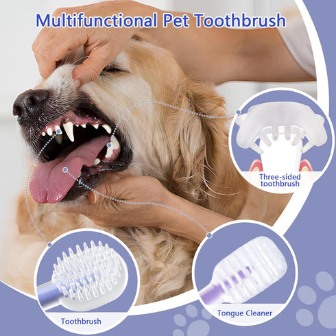 3PCS Cat Toothbrush Kit, Dog Toothbrush Kit, Pet Toothbrush Set for Cats and Dogs - Complete Oral Care with Soft Bristles - Ideal for Teeth Cleani...
