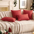 Woaboy Set of 2 Red Outdoor Throw Pillow Covers Decorative Farmhouse Linen Pillowcase Solid Waterproof Cushion Cases for Bedroom Living Room Sofa ...