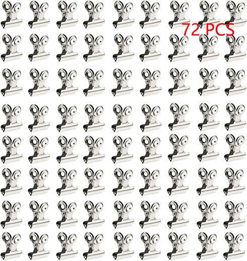 72Pcs Mini Bulldog Clip, Silver Stainless Steel File Money Binder Clips Clamps/Metal Food Bag Paper Clips for Paper Organizers, Photo Wall Decorat...