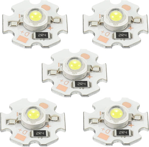 MECCANIXITY COB LED Light Chip Bead 3W 280lm 6000-6500K 20mm 5VDC Energy Saving Bulb for Spotlight Floodlight Replacement White 5Pcs...