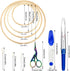 Mudder 53 Pieces Cross Stitch Tool Embroidery Starter Kit Includes Bamboo Circle Cross Stitch Hoop Ring Sewing Scissors Needle Threading Tools Thi...