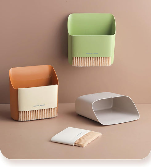 Small Broom and Dustpan Set, Portable Hand Whisk Broom Brush, Mini Hanging Trash Can,Soft Bristle Household Brooms with Dust Pan Combo Set for Cle...