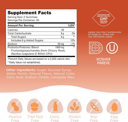 Zahler Chapter One Probiotic Gummies for Kids - Probiotics Gummies with Prebiotic Blend - Raspberry Orange Flavor - Kosher Vegetarian Non GMO Prob...
