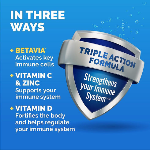 Emergen-C Immune+ Triple Action Immune Support Powder, BetaVia (R), 1000mg Vitamin C, B Vitamins, Vitamin D and Antioxidants, Super Orange – 30 Co...