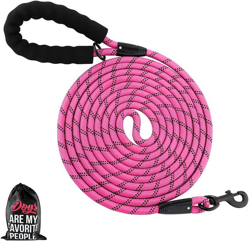 Plutus Pet Long Rope Dog Leash, with Comfortable Padded Handle, Reflective Nylon Heavy Duty Rope Leash, 15FT 20FT 30FT Dog Training Leash for Smal...