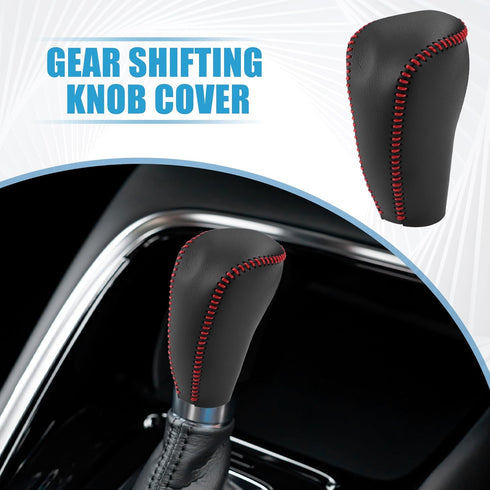 Gear Shifting Knob Cover Automatic Transmission Lever Trim for Nissan Murano 2009-2013 Faux Leather Black Red...