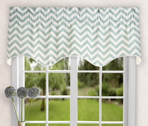 Ellis Curtain Reston Chevron Stripe Lined Scallop Valance, 50" x 17", Spa...