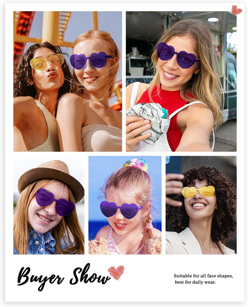 Gaiatop Heart Sunglasses for Women Candy Color Transparent Rimless Heart Glasses for Girls Cute Heart Shaped Sunglasses...