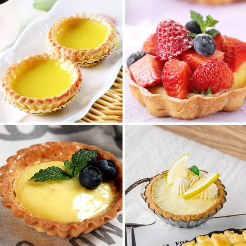 DaKuan 12 Packs Egg Tart Mold, Cupcake Cake Muffin Mold Mini Pie Pans Tin Pan Baking Tool, Carbon Steel- 2.6 Inch...