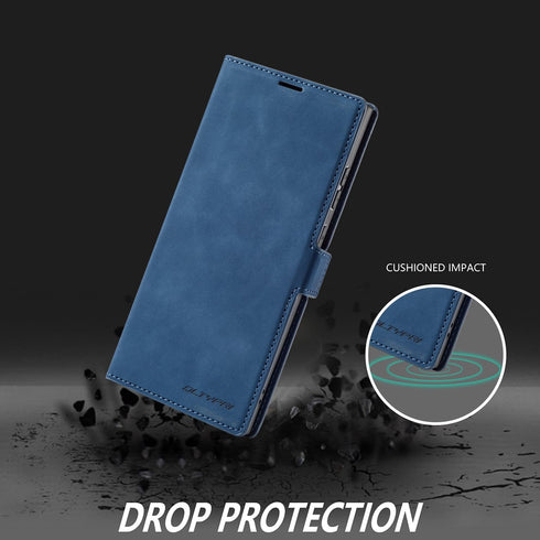 QLTYPRI for Samsung Galaxy S22 Ultra Case, Premium PU Leather Cover TPU Bumper with Card Holder Kickstand Hidden Magnetic Adsorption Shockproof Fl...