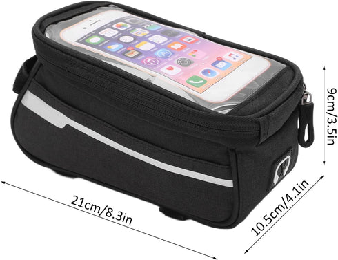 VBESTLIFE Bike Phone Bag,Waterproof Phone Front Frame Bag Polyester Bike Handlebar Bag Large Storage Space Quick Release Hook and Loop Design Ridi...
