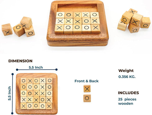 BSIRI Pushing Me Wooden Tic Tac Toe Game- Tabletop Board Games for Farmhouse Decor, Coffee Table Decor, Unique Gifts Fun Gifts for Adults. Perfect...
