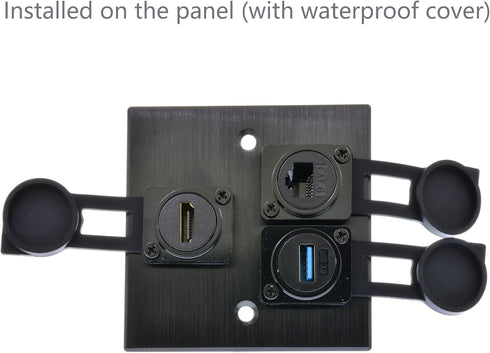 HDMI 4K@60Hz D Panel Mount Connector with Waterproof Cover - Female-to-Female HDMI Coupler Adapter, 3D & 4K Supported, Extendable for Car, Compute...