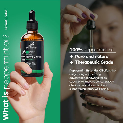 artnaturals Peppermint Essential Oil (4.0 Fl Oz / 118ml) - 100% Pure Undiluted Premium Therapeutic Grade Mentha Peperita - Fresh Mint for Hair Gro...