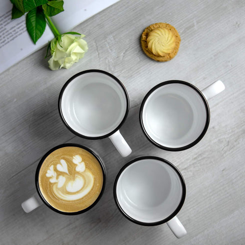 City to Cottage Handmade White And Black Polka Dot Ceramic Extra Large 17.5oz/500ml | Hot Chocolate, Coffee, Tea Mug, Cup with Handle Unique Desig...