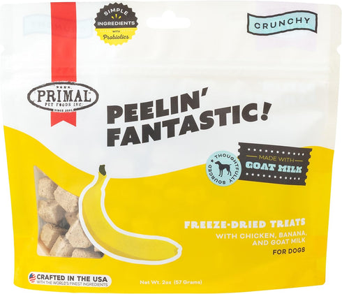 Primal Freeze Dried Dog Treats; Chicken & Banana Dog Treats with Goat Milk for Dogs, Peelin' Fantastic, Grain Free Training Treats for Dogs with P...