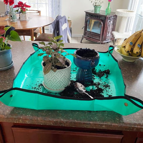 39.4" x 39.4" Plant Repotting Mat, Waterproof Portable Gardening Mat for Indoor Outdoor Plant Transplanting, Thicken PE Mat Transplanting Mat...