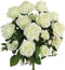 Admired By Nature 15 Head Artificial Flowers Roses Bud Bush Spring Faux Flower Arrangement for Outdoor & Indoor Wedding Home Decor, Cemetery Decor...