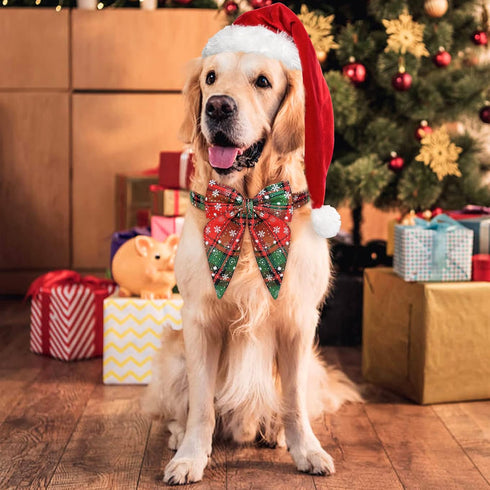 Malier Christmas Dog Collar with Bow tie, Christmas Classic Plaid Dog Collar Soft Durable Holiday Dog Collar for Small Medium Large Dogs Pet Puppy...