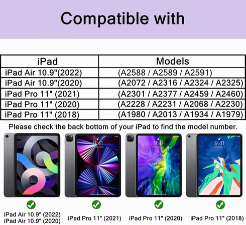 Kids Case for 10.9 inch iPad Air 5th/4th Generation, iPad Pro 11 3rd/2nd/1st Generation with Built-in Screen Protector, Shockproof Lightweight Han...