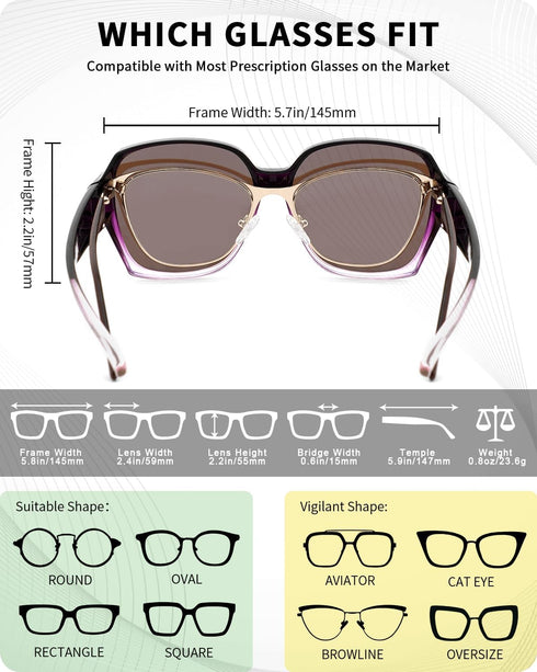 Meeloog Polarized Fit Over Glasses Sunglasses for Women Men, Square Oversized Lightweight Shades for Driving Riding MST2106...