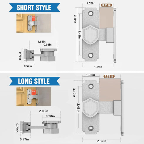 90 Degree Flip Barn Door Lock, Sturdy 304 Stainless Steel Gate Latch, Home Security Sliding Door Lock Best for Barn, Bathroom, Bedroom, Cabinet, G...