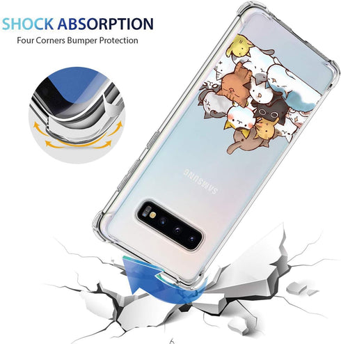 KIOMY Case for Samsung Galaxy S10 Plus for Girls Boys Women Clear with Cute Cat Design Shockproof Bumper Protective Cell Phone Back Cover Flexible...