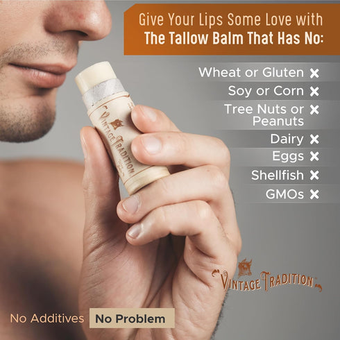 Moisturizing Beef Tallow Lip Balm – Tube Lip Moisturizer with Vanilla Extract Hydrates & Soothes Dry Lips – Grass-Fed Tallow Balm for Skin Care by...
