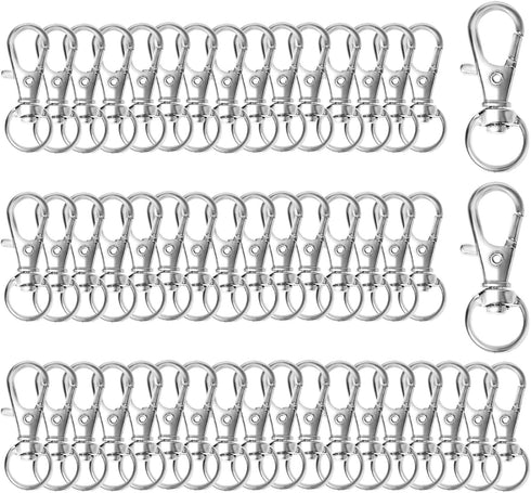 50pcs Swivel Snap Hooks Premium Metal Silver Lobster Claw Trigger Clasps for Lanyard Keychain Rings Bag Purse Tag Jewelry Making DIY Crafts Length...