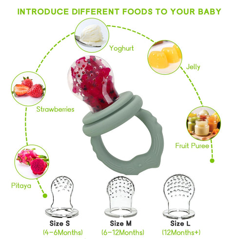 Socub Silicone Baby Fruit Food Feeder & Baby Food Freezer Tray Set, milk Popsicle Molds for Baby Teething Relief, Baby Food Pacifier Feeder for In...