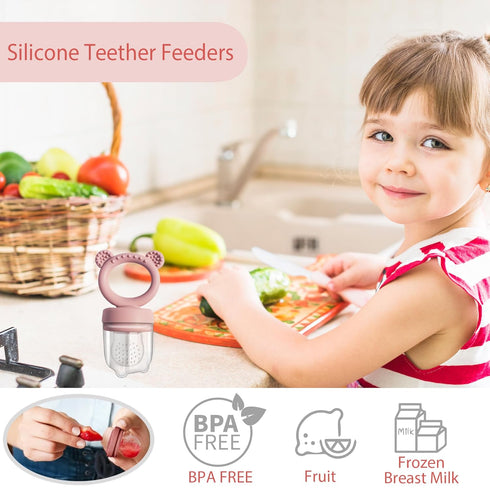 Big spinach Silicone Freezer Tray Baby Fruit Feeder Food Teething Set Must-Have Pacifiers and Food Storage Containers for Babies 6 Months and Up...