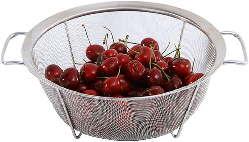 Stainless Steel Mesh Colander Strainer Basket, 2.5 Quart Fine Mesh Net Colander with Heavy Duty Handles & Wide Rim & Resting Feet for Strain, Drai...