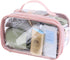 Large clear travel pouch,TSA approved toiletry reusable organizer with zipper proof purse makeup case carry On (Pink)...